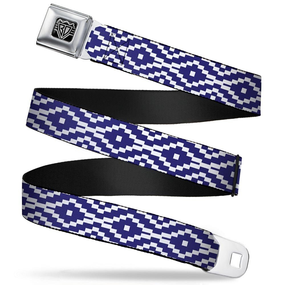 3647 Seatbelt Belt - Geometric Diamond Blue/White - 1.0" Wide - 20-36